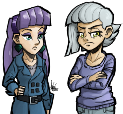 Size: 700x646 | Tagged: safe, artist:theartrix, limestone pie, maud pie, human, g4, hearthbreakers, duo, duo female, female, humanized, pie sisters, siblings, sisters