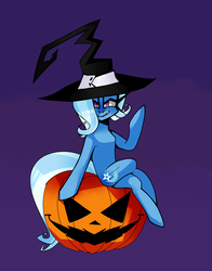 Size: 5100x6500 | Tagged: safe, artist:voltech99, trixie, pony, unicorn, g4, absurd resolution, female, hat, jack-o-lantern, mare, solo, witch