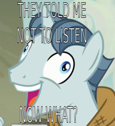 Size: 683x747 | Tagged: safe, editor:scrounge, screencap, party favor, pony, unicorn, g4, my little pony: friendship is magic, the cutie map, .svg available, caption, exploitable meme, i didn't listen, image macro, male, meme, paradox, solo, stallion, svg, vector