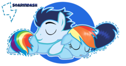 Size: 1480x780 | Tagged: safe, artist:sapphireartemis, rainbow dash, soarin', pony, g4, female, male, ship:soarindash, shipping, sleeping, straight