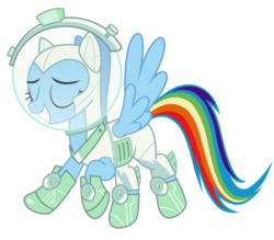 Size: 6840x5997 | Tagged: safe, artist:greenmachine987, rainbow dash, pegasus, pony, g4, scare master, absurd resolution, astrodash, astronaut, clothes, costume, eyes closed, female, flying, helmet, nightmare night, nightmare night costume, simple background, solo, suit, transparent background, vector