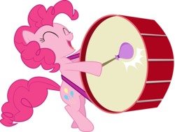 Size: 9791x7406 | Tagged: safe, artist:emedina13, pinkie pie, earth pony, pony, g4, .svg available, ^^, absurd resolution, bipedal, drums, eyes closed, female, musical instrument, open mouth, simple background, smiling, solo, transparent background, vector