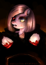 Size: 1062x1500 | Tagged: safe, artist:shakuchan, pinkie pie, vampire, g4, creepy, halloween, horror, pinkamena diane pie