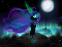 Size: 1600x1200 | Tagged: safe, artist:tractaresolidum, nightmare moon, g4, female, magic, moon, night, solo