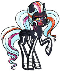 Size: 2235x2635 | Tagged: safe, artist:itsnotdaijoubu, sugarcoat, pegasus, pony, equestria girls, g4, my little pony equestria girls: friendship games, clothes, costume, dia de los muertos, equestria girls ponified, female, halloween, high res, lip bite, ponified, skeleton costume, solo