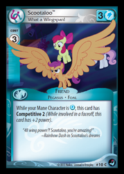 Size: 358x500 | Tagged: safe, enterplay, apple bloom, scootaloo, sweetie belle, do princesses dream of magic sheep, g4, high magic, my little pony collectible card game, ccg, cutie mark crusaders, large wings, spread wings