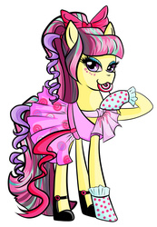 Size: 2391x3457 | Tagged: safe, artist:itsnotdaijoubu, sour sweet, pony, equestria girls, g4, my little pony equestria girls: friendship games, bow, candy, clothes, costume, dress, equestria girls ponified, female, hair bow, halloween, high res, lollipop, looking at you, ponified, shoes, solo