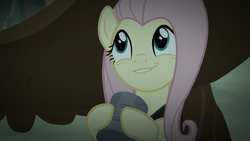 Size: 1920x1080 | Tagged: safe, screencap, fluttershy, pegasus, pony, scare master, season 5, can, couch, cute, exploitable, female, fluttershy's cottage, hiding, holding, lip bite, mare, shyabetes, smirk, solo, tea party of doom, tin can