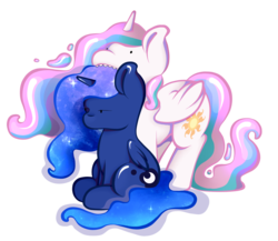 Size: 1262x1096 | Tagged: safe, artist:lucky-jacky, princess celestia, princess luna, g4, cute, derp, funny, nom, pair, simple background, sisters