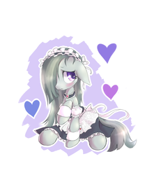 Size: 1280x1451 | Tagged: safe, artist:mlpanon, marble pie, earth pony, pony, g4, clothes, cute, female, maid, marblebetes, mare, simple background, solo, wavy mouth, white background