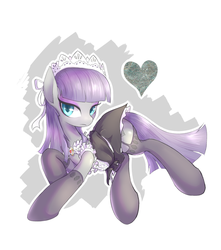 Size: 1280x1451 | Tagged: safe, artist:mlpanon, maud pie, earth pony, pony, g4, clothes, female, maid, maid pie, mare, simple background, solo, stockings, white background, wrong cutie mark