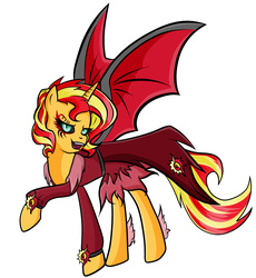 Size: 2197x2389 | Tagged: safe, artist:itsnotdaijoubu, sunset shimmer, pony, unicorn, g4, clothes, costume, female, halloween, high res, looking at you, nightmare night, nightmare night costume, simple background, solo, sunset satan