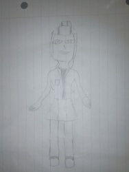 Size: 1536x2048 | Tagged: safe, artist:vinylloverfrom4311, sonata dusk, g4, clothes, pencil drawing, ponytail, skirt, slippers, suit, traditional art