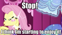 Size: 640x360 | Tagged: safe, edit, edited screencap, screencap, fluttershy, rarity, merpony, g4, scare master, caption, carousel boutique, clothes, costume, dress, dressup, fish slap, frown, great moments in animation, image macro, magic, masochism, masochist, masochistshy, meme, mermarity, nightmare night costume, rarity's mermaid dress, slap, tail slap, tail whip, turning