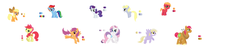 Size: 1024x205 | Tagged: safe, apple bloom, applejack, babs seed, big macintosh, derpy hooves, dinky hooves, rainbow dash, rarity, scootaloo, sweetie belle, earth pony, pony, g4, age swap, filly, male, older, palette swap, role reversal, stallion, younger