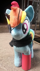 Size: 720x1280 | Tagged: safe, rainbow dash, g4, clothes, costume, irl, konami, metal gear, metal gear solid, metal gear solid 5, nuclear in the comments, photo, plushie, solo, song in the comments, venom snake