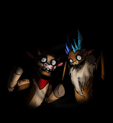 Size: 784x853 | Tagged: safe, artist:alorix, arizona (tfh), velvet (tfh), cow, deer, them's fightin' herds, community related, five nights at freddy's, velvezona daily