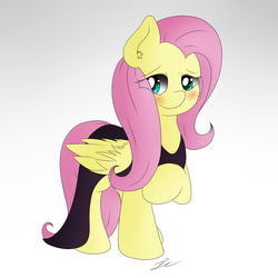 Size: 1500x1500 | Tagged: safe, artist:fluttair, fluttershy, g4, scare master, blushing, clothes, costume, cute, dress, female, nightmare night costume, solo