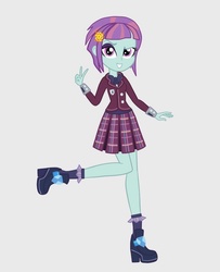 Size: 870x1072 | Tagged: safe, artist:starblast33, sunny flare, equestria girls, g4, my little pony equestria girls: friendship games, clothes, cute, female, looking at you, peace sign, school uniform, smiling, solo