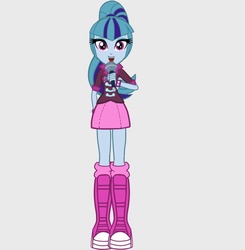 Size: 1058x1080 | Tagged: safe, artist:starblast33, sonata dusk, equestria girls, g4, clothes, cute, female, looking at you, microphone, open mouth, singing, smiling, solo