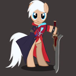 Size: 900x900 | Tagged: safe, artist:shadowpredator100, pony, crossover, devil may cry, devil may cry 4, nero (devil may cry), ponified, solo, sword, weapon