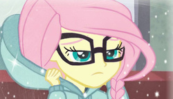 Size: 829x475 | Tagged: artist needed, source needed, safe, edit, fluttershy, equestria girls, g4, my little pony equestria girls: friendship games, alternate universe, clothes swap, glasses, role reversal