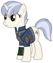 Size: 2000x2385 | Tagged: safe, artist:vectorfag, oc, oc only, oc:leaky faucet, fallout equestria, fallout equestria: the things we've handed down, clothes, high res, jumpsuit, pipbuck, pregnant, simple background, standing, transparent background, vault suit, vector