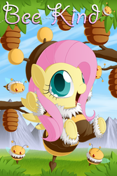 Size: 1200x1800 | Tagged: safe, artist:berrypawnch, fluttershy, bee, g4, animal costume, bee costume, berrypawnch is trying to murder us, clothes, costume, cute, female, flutterbee, happy, shyabetes, solo