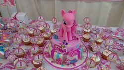 Size: 3264x1836 | Tagged: safe, pinkie pie, g4, birthday, cake, cupcake, irl, photo, toy