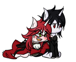 Size: 2800x2300 | Tagged: safe, artist:littlecloudie, pony, black butler, grell, grell sutcliff, high res, ponified, sebastian, sebastian michaelis, solo