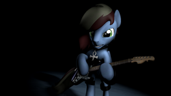 Size: 3840x2160 | Tagged: safe, oc, oc only, oc:stratus chaser, oc:string shred, 3d, dark background, guitar, high res, metal, solo, source filmmaker