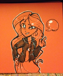 Size: 1060x1280 | Tagged: safe, artist:puffpink, sunset shimmer, equestria girls, g4, female, solo, traditional art
