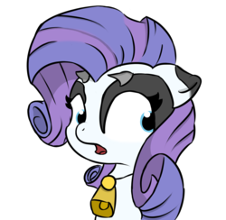 Size: 1217x1189 | Tagged: safe, artist:messenger, edit, rarity, cow, g4, bell, bell collar, collar, cowbell, female, horns, open mouth, raricow, recolor, redraw, simple background, solo, species swap, transparent background