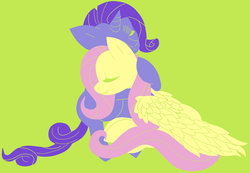 Size: 3225x2237 | Tagged: safe, artist:zeldacourage, fluttershy, rarity, g4, female, high res, hug, lesbian, limited palette, ship:flarity, shipping