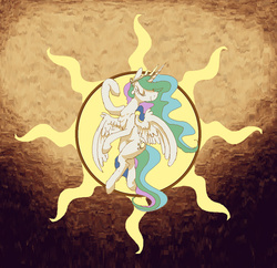 Size: 984x952 | Tagged: safe, artist:alumx, princess celestia, alicorn, pony, g4, eyes closed, female, mare, smiling, solo, sun