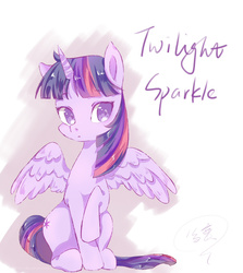 Size: 1400x1571 | Tagged: safe, artist:xshrxshrxshr, twilight sparkle, alicorn, pony, g4, female, mare, raised hoof, sitting, solo, twilight sparkle (alicorn)