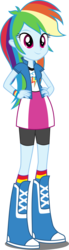 Size: 1471x5316 | Tagged: safe, artist:xebck, rainbow dash, human, equestria girls, g4, my little pony equestria girls: friendship games, boots, canterlot high, clothes, female, hand on hip, high heel boots, high res, jacket, shirt, shoes, simple background, skirt, socks, solo, transparent background, vector, vest, wondercolts