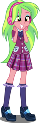 Size: 1737x5316 | Tagged: safe, artist:xebck, lemon zest, equestria girls, g4, my little pony equestria girls: friendship games, clothes, crystal prep academy, crystal prep academy uniform, crystal prep shadowbolts, cute, female, headphones, high res, school uniform, shoes, simple background, skirt, smiling, socks, solo, transparent background, vector, zestabetes