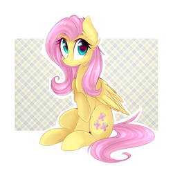 Size: 1024x1024 | Tagged: safe, artist:ten-dril, fluttershy, pegasus, pony, g4, abstract background, cute, ear fluff, female, mare, shyabetes, sitting, solo