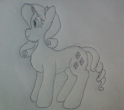 Size: 771x683 | Tagged: safe, artist:lupin quill, rarity, g4, female, monochrome, solo, traditional art