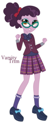 Size: 1144x2904 | Tagged: safe, artist:monkfishyadopts, varsity trim, equestria girls, g4, my little pony equestria girls: friendship games, background human, base used, bowtie, clothes, crystal prep, crystal prep academy uniform, female, glasses, plaid skirt, pleated skirt, school uniform, shoes, skirt, socks, solo