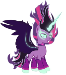Size: 2968x3389 | Tagged: safe, artist:mit-boy, sci-twi, twilight sparkle, pony, equestria girls, g4, my little pony equestria girls: friendship games, 2016, commission, commissioner:dashiemlpfim, dark magic, equestria girls ponified, female, glowing eyes, high res, horn, looking at you, magic, midnight sparkle, necklace, ponified, simple background, solo, transparent background, vector, wings