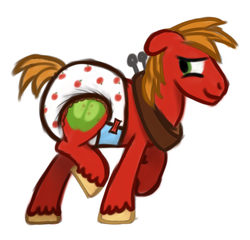 Size: 763x732 | Tagged: safe, artist:penjacker, big macintosh, earth pony, pony, g4, diaper, embarrassed, male, non-baby in diaper, poofy diaper, solo, stallion