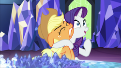 Size: 1920x1080 | Tagged: safe, screencap, applejack, rarity, g4, made in manehattan, cutie map, preview