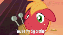 Size: 640x358 | Tagged: safe, screencap, apple bloom, big macintosh, earth pony, pony, brotherhooves social, g4, adorabloom, animated, brother and sister, cute, daaaaaaaaaaaw, discovery family, discovery family logo, duo, equestria's best big brother, feels, female, floppy ears, heartwarming, hnnng, i'm not crying, logo, macabetes, male, stallion, subtitles, sweet dreams fuel