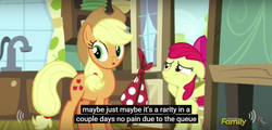 Size: 1008x482 | Tagged: safe, screencap, apple bloom, applejack, brotherhooves social, g4, meme, youtube caption