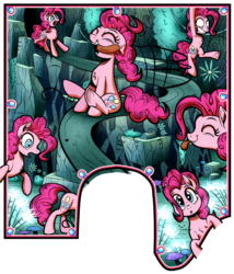 Size: 1776x2078 | Tagged: safe, artist:gray--day, pinkie pie, g4, too many pinkie pies, :o, chest fluff, clone, mushroom, pinkie clone, tongue out, underhoof
