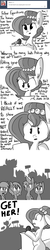 Size: 726x3630 | Tagged: safe, artist:tjpones, oc, oc only, oc:brownie bun, horse wife, ask, crowd, monochrome, riot, tumblr