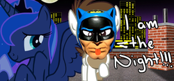Size: 742x347 | Tagged: safe, pipsqueak, princess luna, g4, batman, clothes, cosplay, costume, mask, masked, the venture bros.