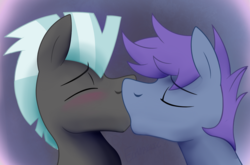 Size: 1280x843 | Tagged: safe, artist:dripponi, thunderlane, oc, oc:windy dripper, pegasus, pony, g4, canon x oc, cute, duo, gay, kiss on the lips, kissing, male, shipping, stallion